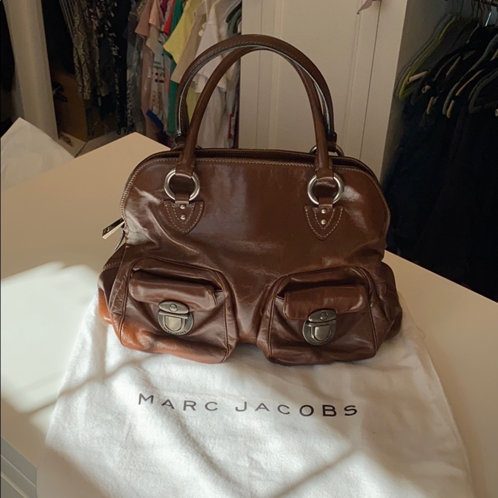 MARC JACOBS BLAKE BROWN LEATHER SATCHEL VINTAGE - Picture 3 of 17